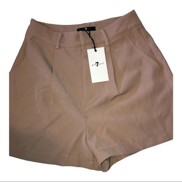 7 Seven for all mankind taupe tan pocketed pleated trouser shorts size 4 new - Picture 8 of 12